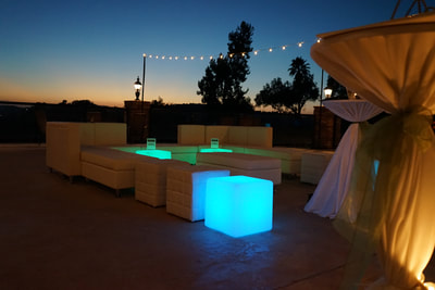White Lounge Furniture Rental, Wedding Reception Furniture, LED Cube Rentals